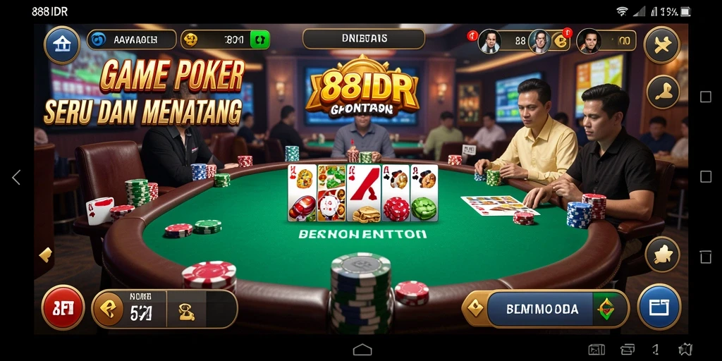 Screenshot gameplay 88IDR menunjukkan aksi poker seru yang menegangkan.