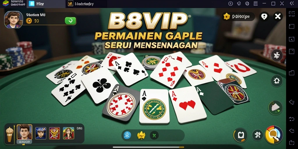 Screenshot gameplay B8VIP menunjukkan suasana permainan Gaple yang mengasyikkan.