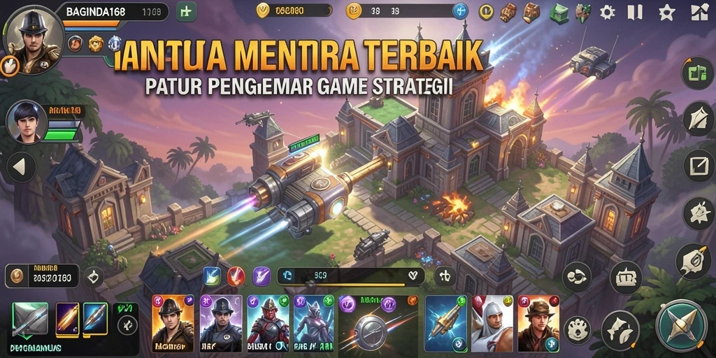 Screenshot menunjukkan gameplay menegangkan dalam pertahanan menara.