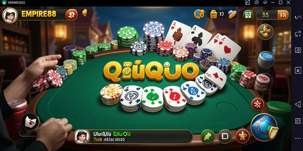 Screenshot gameplay EMPIRE88 menampilkan aksi QiuQiu yang seru.