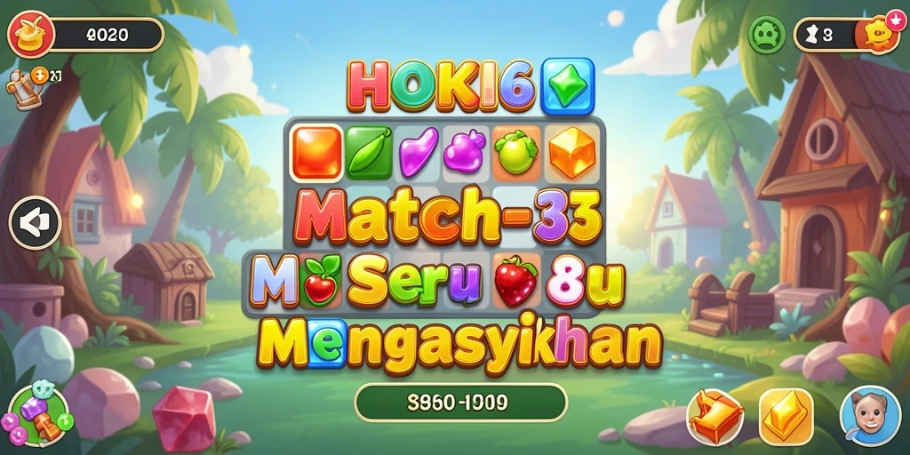 Menampilkan gameplay seru dalam HOKI65 dengan elemen Match-3.