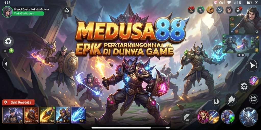 Tampilan gameplay menarik dari MEDUSA88 dengan karakter bertarung.