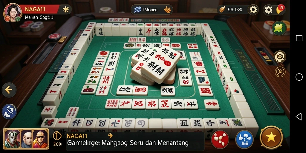 Screenshot utama NAGA11 menampilkan gameplay Mahjong yang menantang.