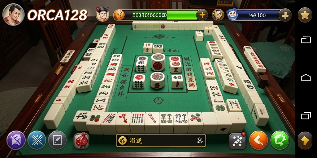 Tampilan gameplay ORCA128 dalam permainan Mahjong yang seru.