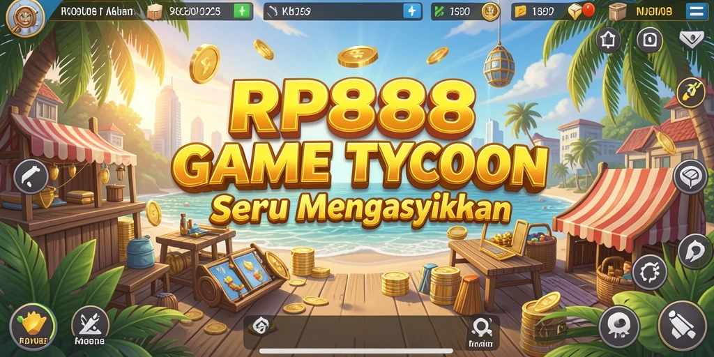 Screenshot menunjukkan gameplay seru dari RP888 dengan elemen Tycoon yang menarik.