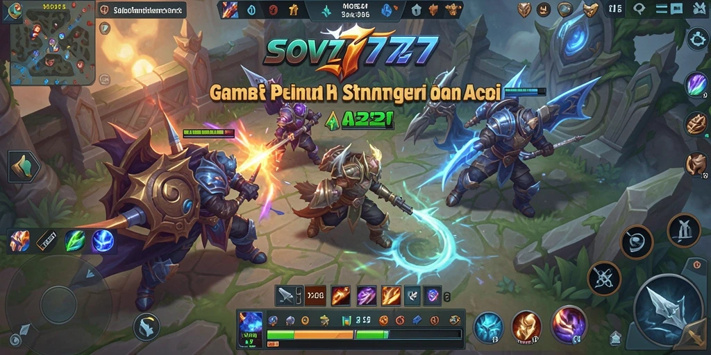 Screenshot gameplay SOV777 menampilkan aksi seru dalam pertempuran tim MOBA.